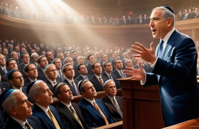 נאום יהודי בפני קהל גדול של גברים